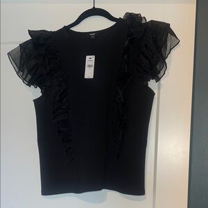 Express Black Ruffle Sleeve Blouse